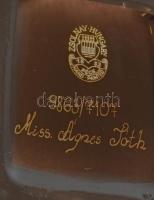 Zsolnay több tüzű váza, jelzett (Fürtös György terv), festő: Miss Ágnes Tóth. hibátlan, m: 10 cm