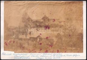 cca 1880 Rajecfürdő, 2 db foltos, papírlapra ragasztott fotó, sérüléssel, feliratozva, 20×13 cm