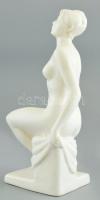 Nyírő Gyula (1924-2005): Napozó akt. Fehér terrakotta, jelzett, hibátlan, m: 25 cm