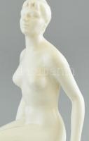 Nyírő Gyula (1924-2005): Napozó akt. Fehér terrakotta, jelzett, hibátlan, m: 25 cm