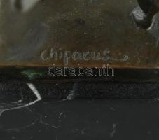 Chiparus jelzéssel: Táncos. Öntött, patinázott bronz, márvány talpon. m: 44 cm