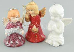 2 csengettyűs angyal figura + egy fehér porcelán 8 cm