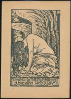 Kőrösfői Kriesch Aladár (1863-1920): In memoriam Sempiternam. Fametszet, papír, jelzett a fametszeten. A Művészet folyóiratból, 1910-ből, Székely Bertalan halálára készült, további három oldalon Kőrösfői Kriesch Aladár írásával. 22×14 cm