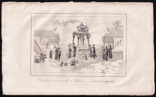 cca 1850 Kína, Der Kaiser geht am Fest der Laternen... metszet, 10×14 cm