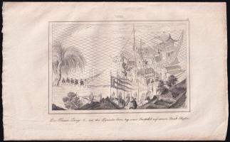 cca 1850 Kína, "Der Kaiser geht am Fest der Laternen..." metszet, 10×14 cm