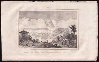 cca 1850 Kína, Ansicht von Hang-tscheu... metszet, 10×14 cm