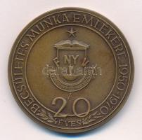 1970. "Fővárosi Nyomdaipari Vállalat 1950-1970 / A 20 éves becsületes munka emlékére" Br e...