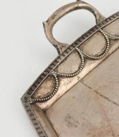 Ezüst (Ag) nagy méretű füles tálca. Jelzett. Kopott. Nettó: 3056g, 75x46cm