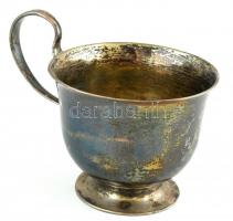 Ezüst (Ag) antik füles bécsi csésze. Jelzett. 1850. Kopott. Nettó: 193g, m: 10cm, d: 10 cm