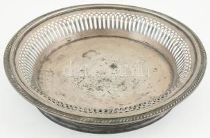 Ezüst (Ag) áttört tál. Jelzett. Kopott. Nettó: 346g, d: 23 cm