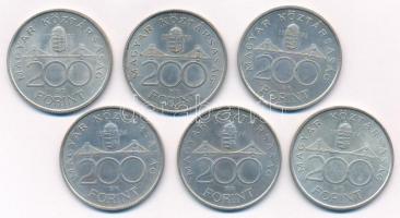 1993. 200Ft Ag "MNB" (3x) + 1994. 200Ft Ag "Deák" (3x) T:1-,2 
Adamo F13, F13.1