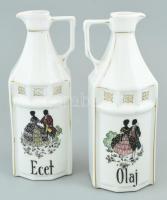 Fűszertartó készlet, Nagy, retro fajansz készlet 3 hiányzó és két sérült fedéllel