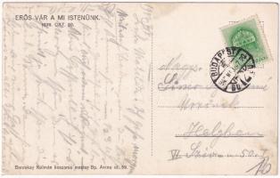 1940 Budapest XIII. Angyalföldi evangélikus templom, belső. Boronkay Kálmán kiadása "ERŐS VÁR A...