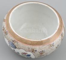 Antik Herendi Cubas mintás kaspó, kézzel festett porcelán, jelzett, erősen kopott, apró lepattanássa...