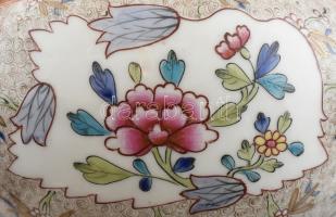 Antik Herendi Cubas mintás kaspó, kézzel festett porcelán, jelzett, erősen kopott, apró lepattanássa...