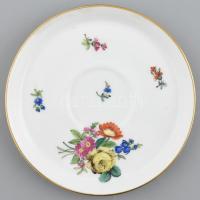 Antik Tatai teás csésze aljjal, Imre felirattal, kézzel festett porcelán, jelzett, kopásnyomokkal, X...