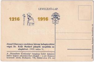 1912 Budapest XIV. Rózsafüzér királynéja templom építése. József főherceg a szokásos három kalapácsü...