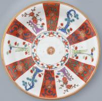 Antik Herendi Gödöllő mintás teáscsésze aljjal, kézzel festett porcelán, jelzett, kopott, apró gyári...