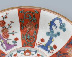 Antik Herendi Gödöllő mintás teáscsésze aljjal, kézzel festett porcelán, jelzett, kopott, apró gyári...