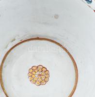 Antik Herendi Gödöllő mintás teáscsésze aljjal, kézzel festett porcelán, jelzett, kopott, apró gyári...