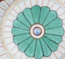 Antik Herendi Gödöllő mintás cukortartó fedővel, kézzel festett porcelán, jelzett, kopott, m: 13 cm,...