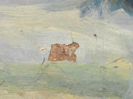 Orosz Gellért (1919-2002): Havas utca, 1960. Olaj, farost, jelzett, sérült (felületi festékhiányokka...