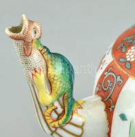 Antik Herendi Gödöllő mintás teás kanna fedővel, kézzel festett porcelán, jelzett, kopott, m: 14 cm,...