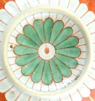 Antik Herendi Gödöllő mintás teás kanna fedővel, kézzel festett porcelán, jelzett, kopott, m: 14 cm,...