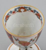 Antik Herendi Gödöllő mintás 2 db tojás tartó, kézzel festett porcelán, jelzés nélkül, kopott, m: 7,...