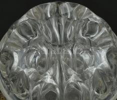 Antik angol jardinere, öntött üveg, bronz foglalatban, kopott, jelzett, m: 11 cm