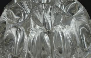 Antik angol jardinere, öntött üveg, bronz foglalatban, kopott, jelzett, m: 11 cm