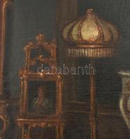 Komjáti-Wanyerka Gyula (1894-1958): Enteriőr. Olaj, vászon, jelzett. Kissé sérült. Dekoratív, kissé ...