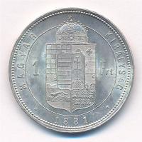 1881KB 1Ft Ag "Ferenc József / Középcímer" T:1-,2 
Hungary 1881KB 1 Forint Ag "Franz...