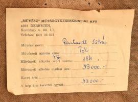 Reinhardt István (1936-): Tél. Olaj, farost, jelzett. Dekoratív, kissé sérült fa keretben, 50×90 cm