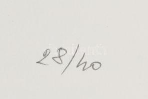 Hetey Katalin (1924-2010): Geometrikus kompozíció. Szitanyomat, papír. Jelzett. Számozott (28/40). L...