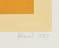 Konok Tamás (1930-2020): Konstruktivista kompozíció, 1991. Szitanyomat, papír, jelzett. Számozott: 2...
