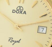 Doxa Royal aranyozott kvarc férfi karóra, dátum funkcióval, bőr szíjjal, működő, jó állapotban, ered...
