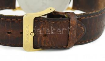 Doxa Royal aranyozott kvarc férfi karóra, dátum funkcióval, bőr szíjjal, működő, jó állapotban, ered...