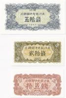 Észak-Korea 1947. 15ch + 20ch + 50ch, mindhárom vízjel nélkül, modern reprint T:I
North Korea 1947....