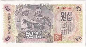 Észak-Korea 1947. 10W vízjel nélkül, modern reprint T:I North Korea 1947. 10 Won, without watermark, modern reprint C:UNC Krause P#10A