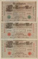 D.Reich 1910 1000M (zöld és piros sz. variáns) 2db egymásutáni sorszámmal! + 1db T:I
