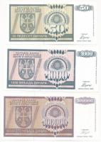 Bosznia-Hercegovina / Szerb Köztársaság 1992. 50D + 1000D + 1993. 100.000D T:I 
Bosnia and Hercegov...