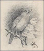 Tóth Gyula (1891-1970): Madár, 1920. Ceruza, papír, jelzett, lapszéli kisebb sérülésekkel, 31x20 cm