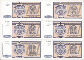 Horvátország / Krajnai Szerb Köztársaság 1993. 1.000.000D (6x) T:II,II- 
Croatia / Republic of Serb...