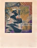 Szyksznian Wanda (1948-): Fekete ló. Computer print, merített papír. Jelzett, számozott: 38/50. 23x20,5 cm