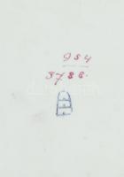 Cseh Altwien 6 személyes mokkás készlet, tálcával, matricás porcelán, jelzett, kopásnyomokkal