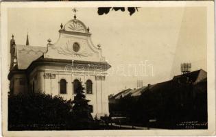 1928 Igló, Zipser Neudorf, Spisská Nová Ves; Hlavná ulica, Evanj. kostol / Fő utca, Evangélikus templom / main street, Lutheran church (EK)