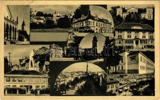 1939 Losonc, Lucenec; mozaiklap zsinagógával. Filó Marcel kiadása / multi-view postcard with synagogue