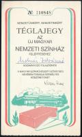 cca 1986 Téglajegy az új magyar Nemzeti Színház felépítéséhez, Kállai Ferenc (1925-2010) színész, rendező sokszorosított aláírásával