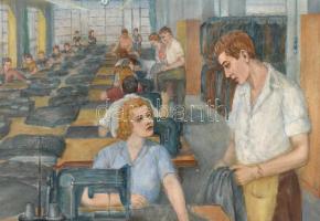 Domanovszky jelzéssel: Varroda. Olaj, vászon. Sérült, javított. Kissé sérült fa keretben. 54×90 cm